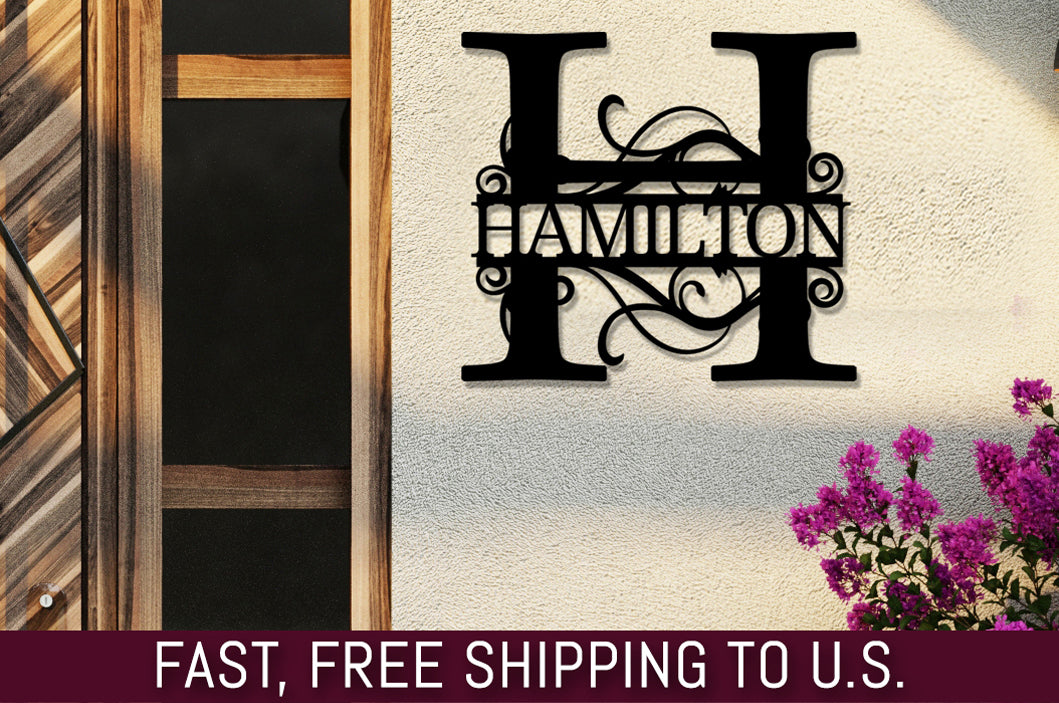 Metal Monogram Sign | Personalized Family name Sign