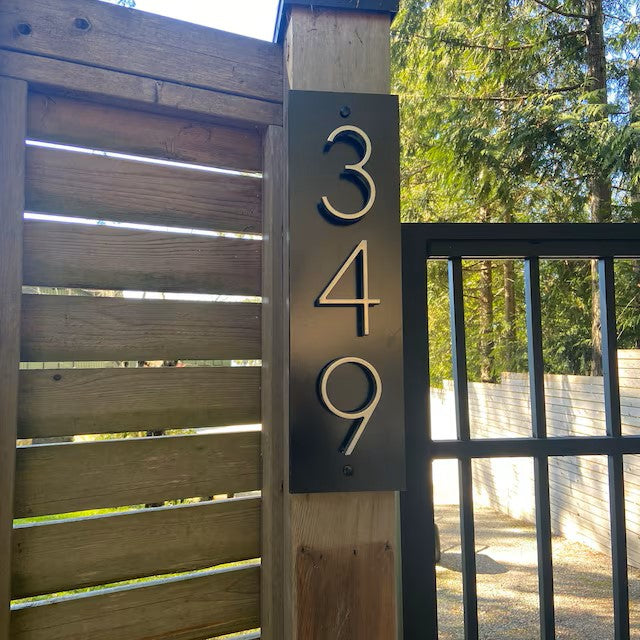 Metal Silver house number Vertical horizontal address sign home plaque