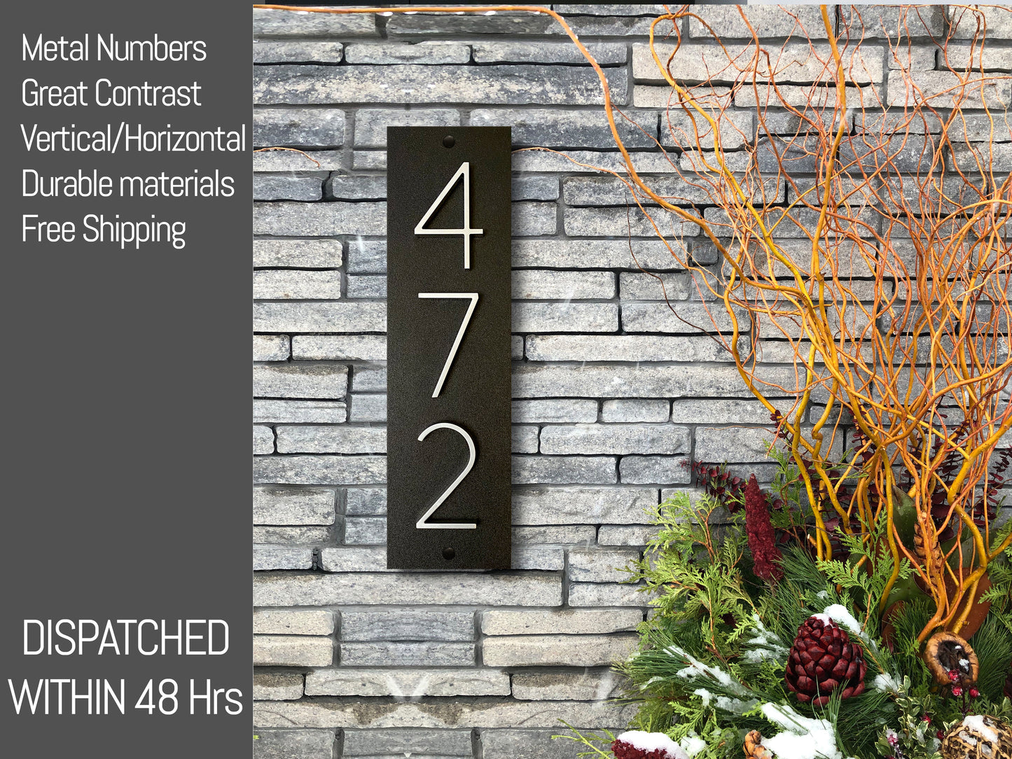 Vertical House Numbers Vertical and Horizontal mode House address plaques Gift for new house Address sign Modern house numbers custom address sign housewarming gift Address plaque sign vertical wall decor